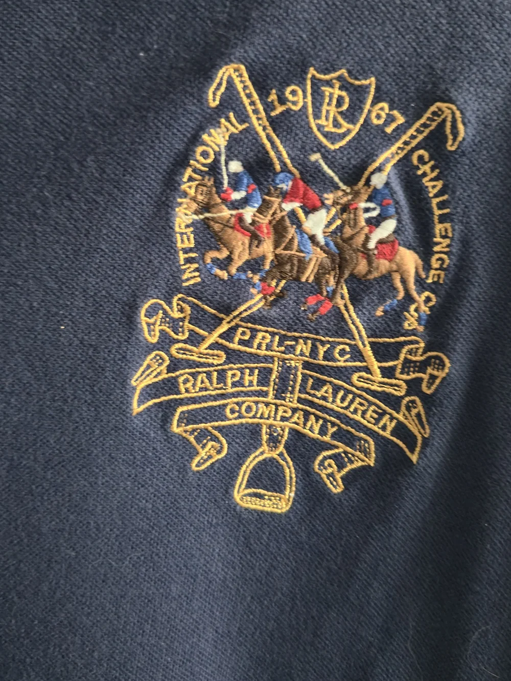 Polo Ralph Lauren Triple Pony Navy Blue Custom Fit Polo Top
